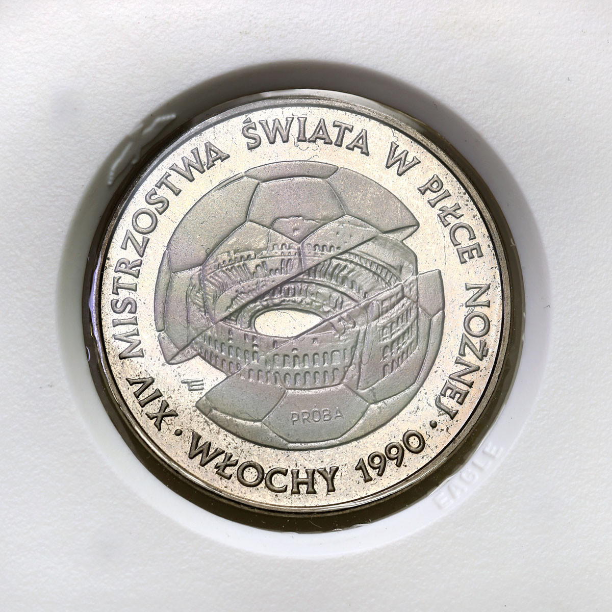 PRL. PRÓBA Nikiel 500 złotych 1988 -  MŚ XIV w piłce nożnej – Włochy `90